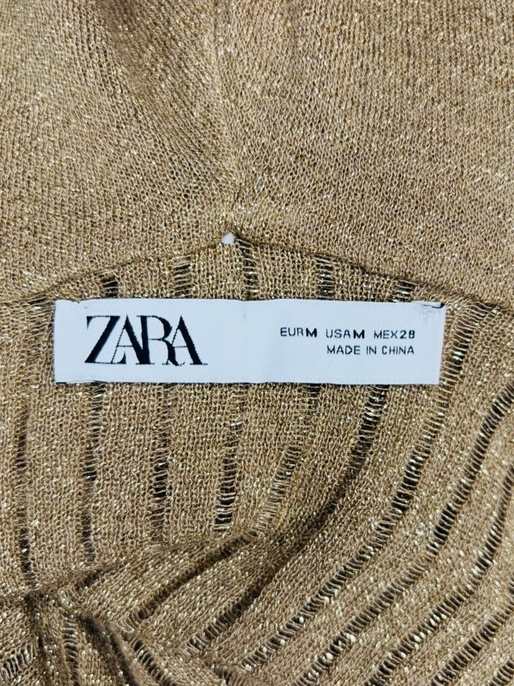 Zara Metallic Thread Knit Tunic Dress in a shimmering golden color size Medium - Picture 10 of 15